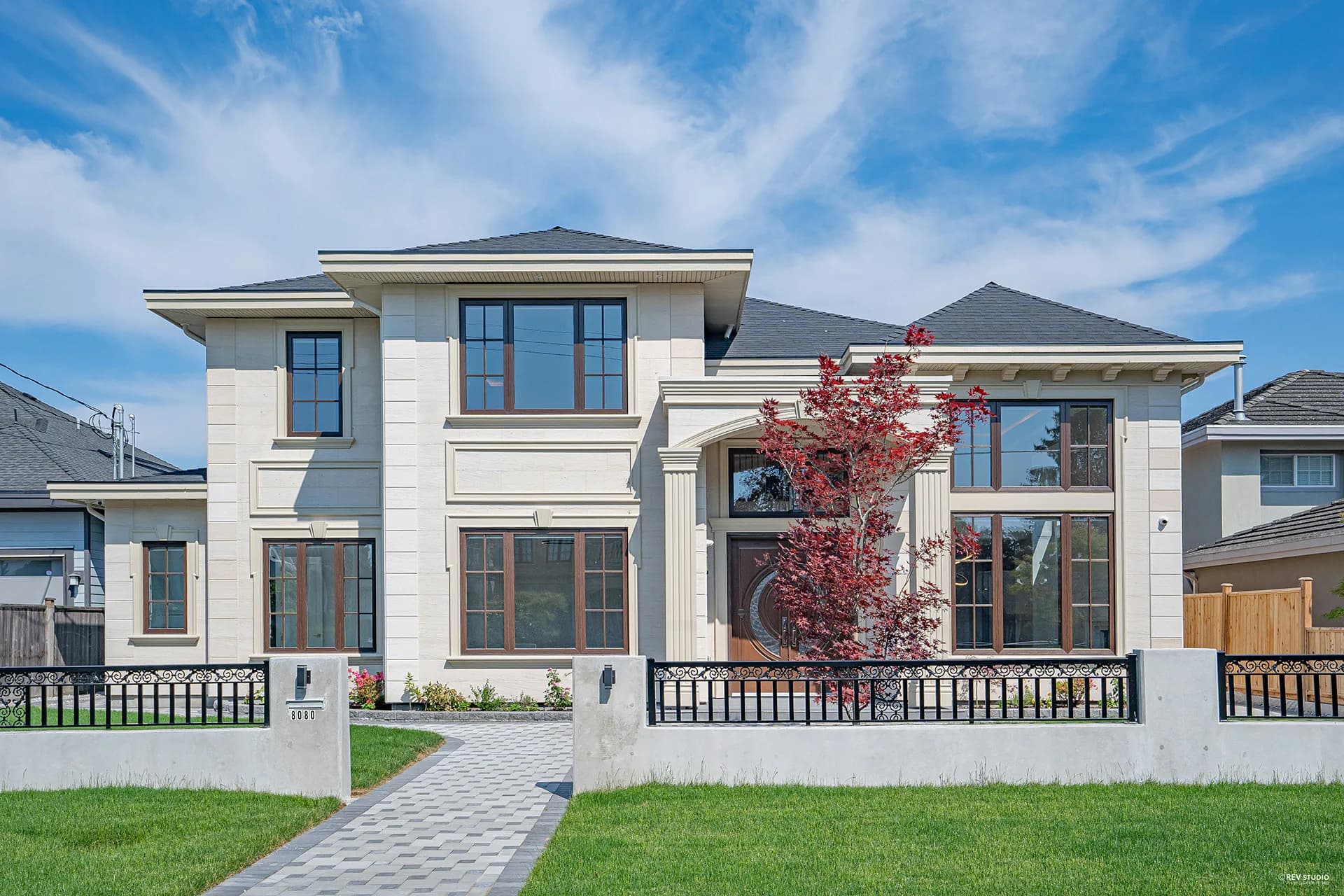 Alanmore Residence, a custom home in Richmond, front elevation at midday